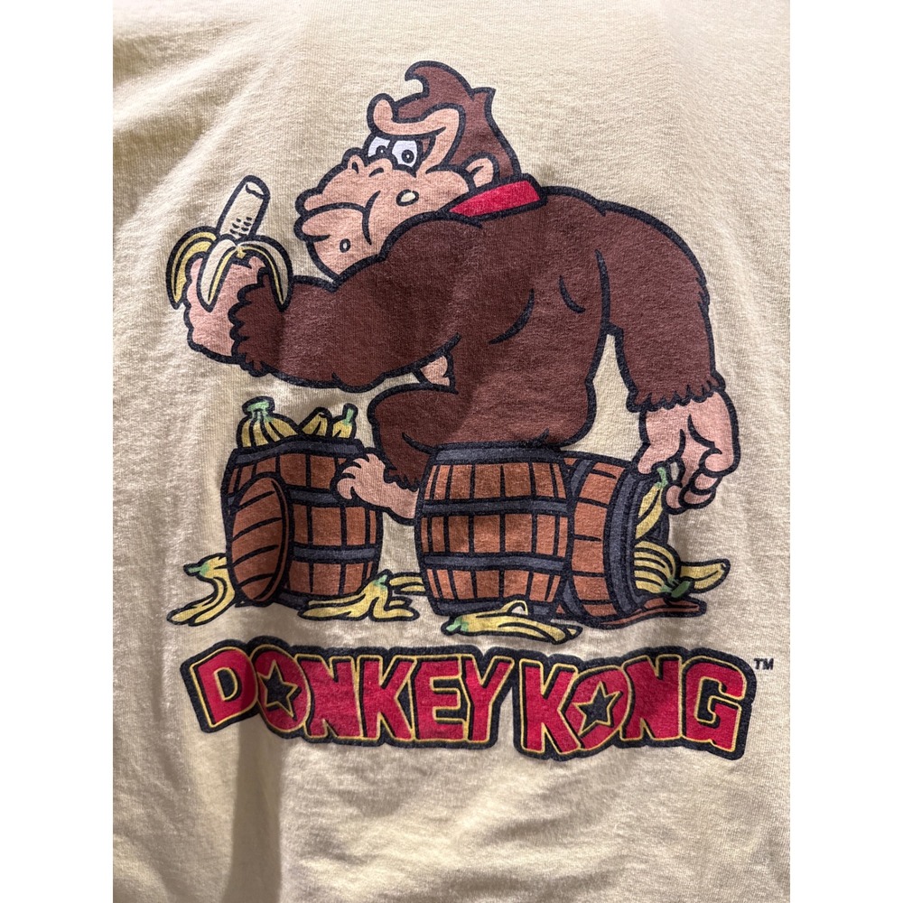 Nintendo Donkey Kong Graphic T-Shirt Mens Large Yellow Cotton Short‎ Sleeve Tee